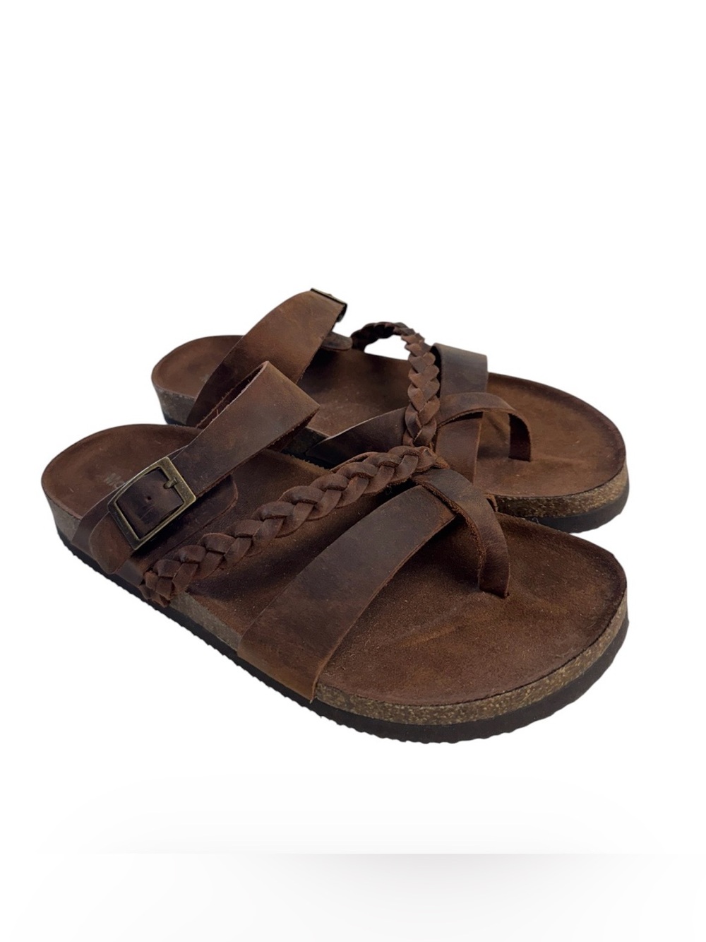 Mountain Sole Women’s Brown Leather Braided Strap Sandals Size 9M
